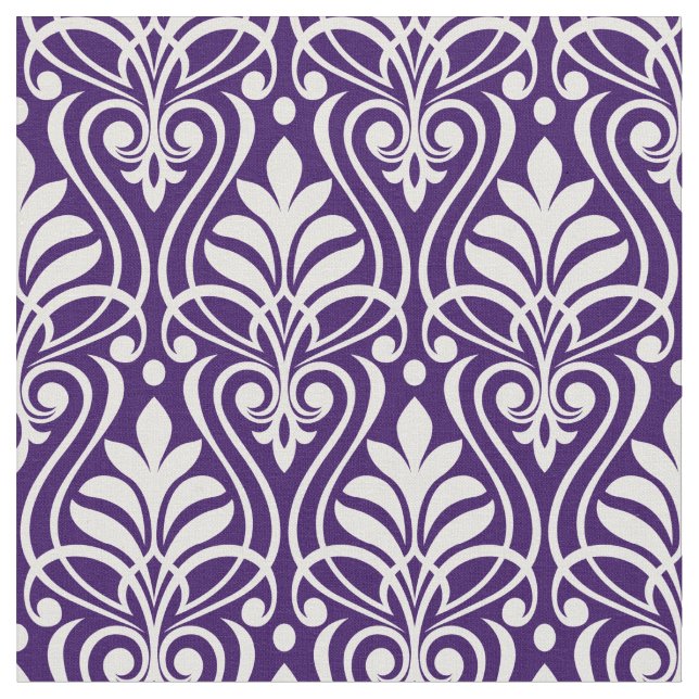 Tecido Art Deco Pattern 01 - White on Cadbury Purple (Detalhe)