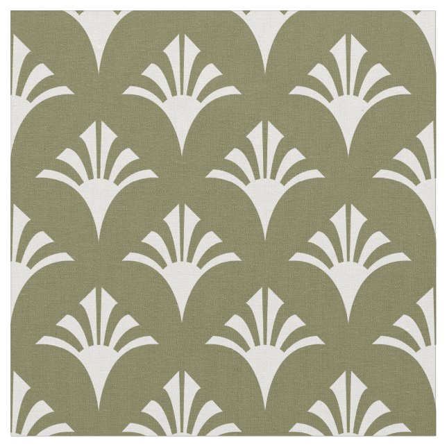 Tecido Art Deco Pattern 02 - Branco sobre Camouflage Gree (Detalhe)