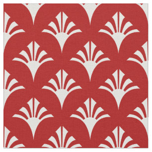 Tecido Art Deco Pattern 02 - Branco sobre Vermelho Milano