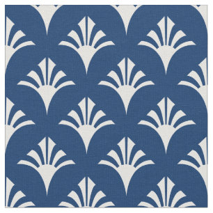 Tecido Art Deco Pattern 02 - White on Dark Azure