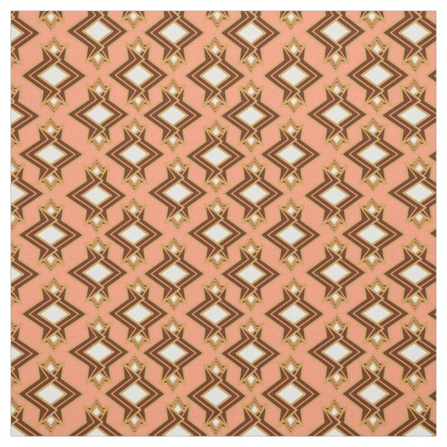 Tecido Art Deco Wallpaper Padrão, Coral e Brown (Modelo)