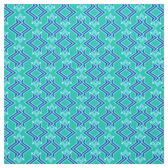 Tecido Art Deco Wallpaper Padrão, Turquesa e Cobalto (Modelo)