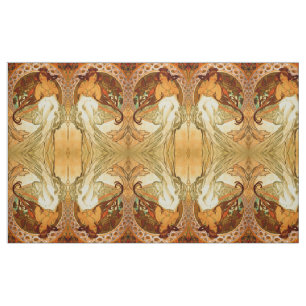 Tecido Art nouveau Alphonse Mucha elegante vintage mulher