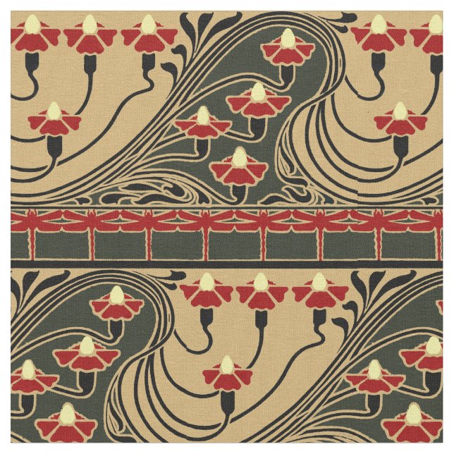 Tecido Art Nouveau Artes e Artesanatos Dragonfly Floral F (Detalhe)