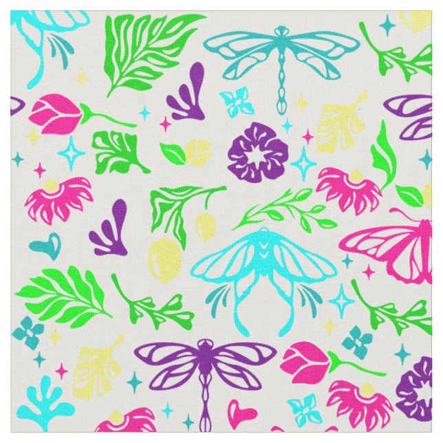 Tecido art nouveau borboleta libélula floral antigo (Detalhe)