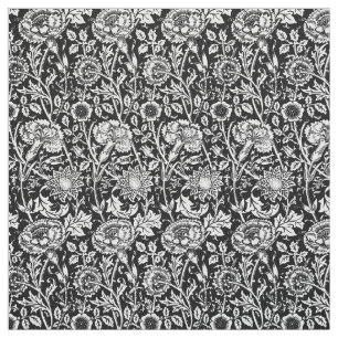 Tecido Art Nouveau Carnação Damask, Preto e Branco