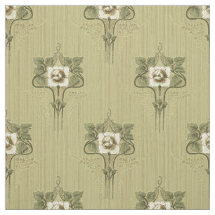Tecido Art Nouveau Missão Estilo Flor Branco