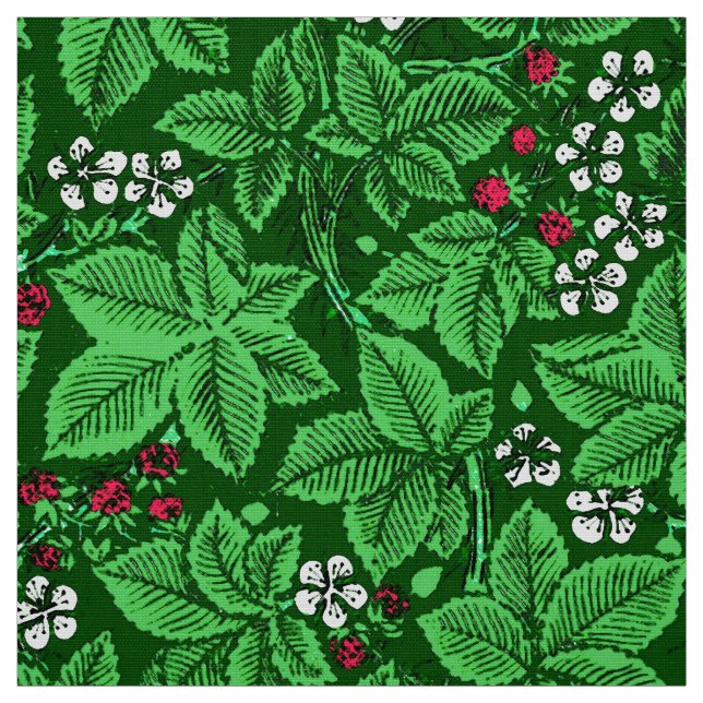 Tecido Art Nouveau Morangos e Folhas, Emerald Green (Modelo)