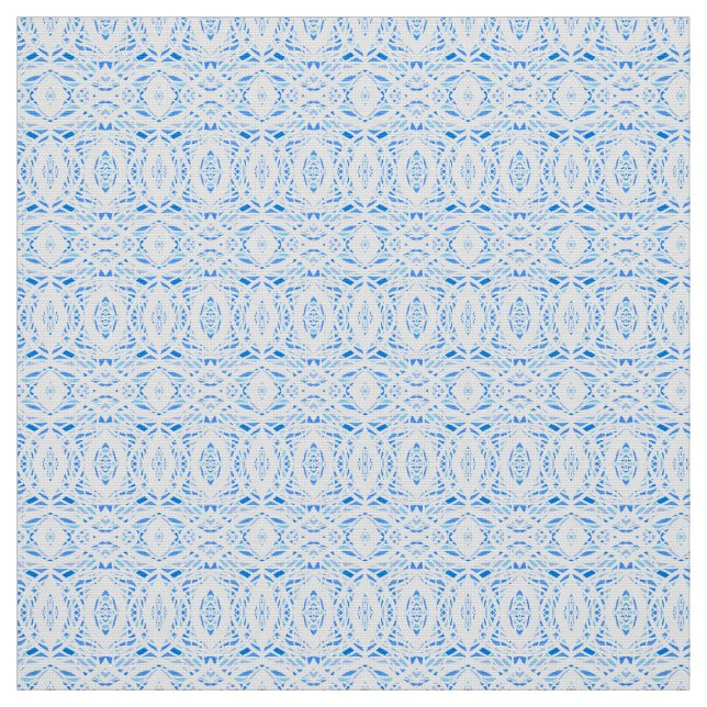 Tecido Arte Abstrata Acrílica Azul Branco Prismática (Modelo)