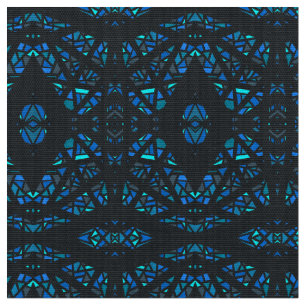 Tecido Arte Abstrata em Gouache Azul Espectroscópico Pret
