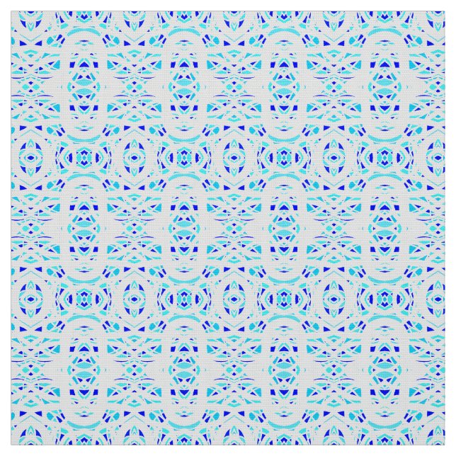Tecido Arte Abstrata em Guache Azul e Branco Firebrand (Modelo)