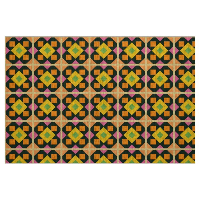 Tecido Arte Abstrata Geométrica com Cores Vibrantes (Fat Quarter)