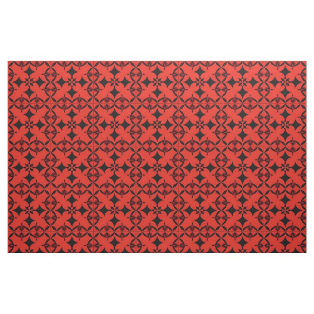 Tecido Arte Abstrata Geométrica Vermelha e Preta (Fat Quarter)