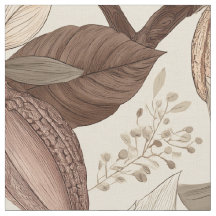 Arte Botânico de Vagens e Folhas de Cacau Vintage