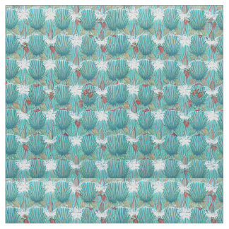 Tecido Arte de 1950: Shell Textile Geométrico Teal