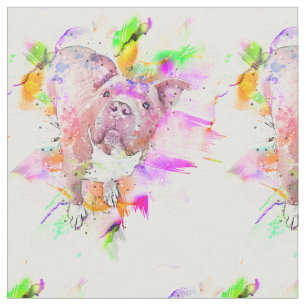 Tecido Arte de Aquarela de Cachorro Pitbull