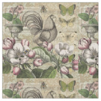 Arte de Colagem de Jardim com Galo Vintage: País F