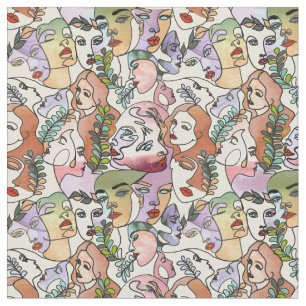 Tecido Arte de desenho de porta da linha de contorno mode