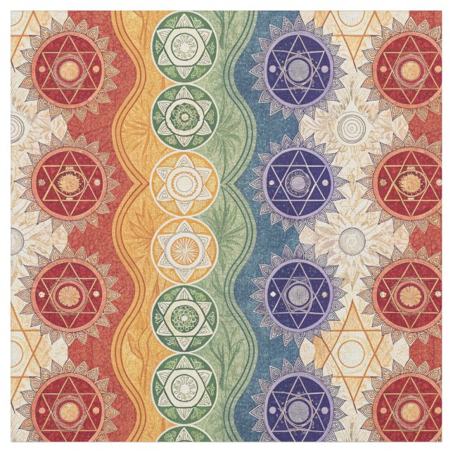 Tecido Arte de Design de Mandala Chakra de Energia Vibran (Detalhe)