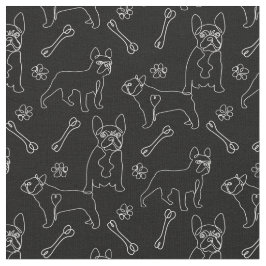 Tecido Arte de linha mínima do Bulldog Francês