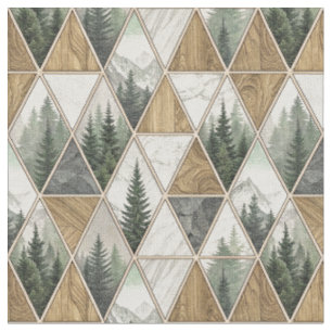 Tecido Arte de Padrão de Azulejo de Montanha Geométrica e
