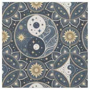 Tecido Arte de Padrão de Design de Mandala Yin Yang Celes
