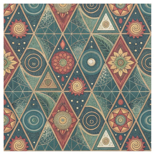 Tecido Arte de Padrão de Design de Triângulo Mandala Boho (Detalhe)
