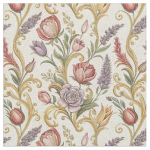 Tecido Arte de padrão de rolagem floral francês vintage o