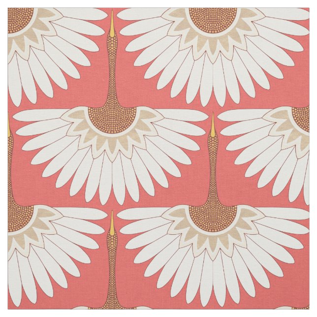 Tecido arte deco cranes coral (Modelo)