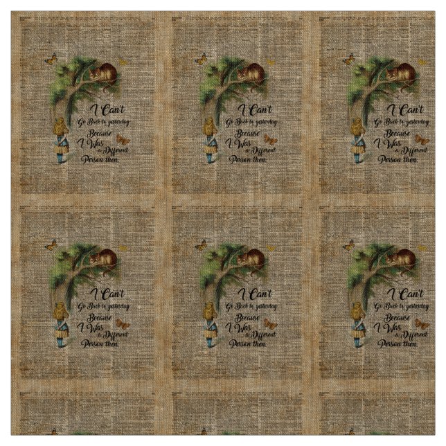 Tecido Arte do dicionário das citações de Alice e de gato (Modelo)