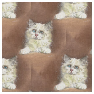 Tecido Arte do gatinho da boneca de pano