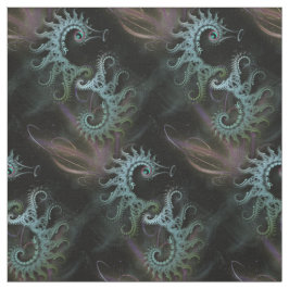 Tecido Arte dos cavalos marinhos do Fractal