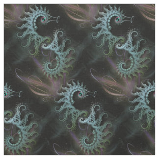 Tecido Arte dos cavalos marinhos do Fractal
