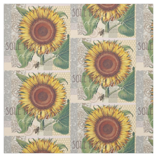 Tecido Arte Floral de Girassol Vintage Damask (Modelo)