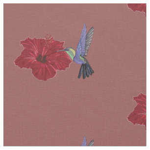 Tecido Arte floral do hibiscus dos colibris