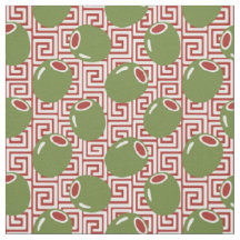 Arte Folclórica Olive Greek Key - Verde & Burgundy