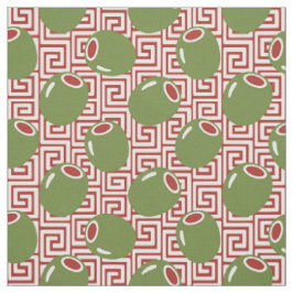 Tecido Arte Folclórica Olive Greek Key - Verde & Burgundy