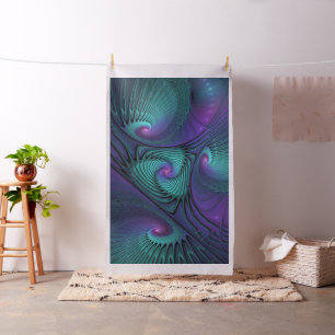 Tecido Arte Fractal Abstrata Moderna Roxo Encontra Turque