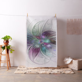 Tecido Arte Fractal Floral Moderno Flor Abstrata Colorida