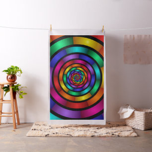Tecido Arte Fractal Moderna Redonda e Psicodélica Colori