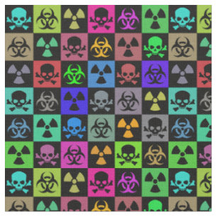 Tecido Arte gótico punk Toxic Skulls