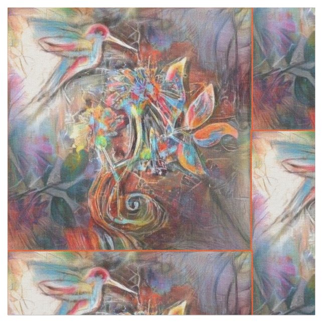 Tecido Arte macia dos Pastels do vôo do colibri (Detalhe)