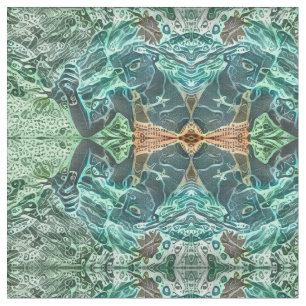 Tecido Arte Mosaica Sereia Girly Verde Cheia Marrom Boêm