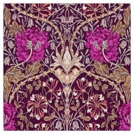 Tecido Arte Nouveau floral, ameixa, bege e profundamente