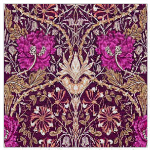 Tecido Arte Nouveau floral, ameixa, bege e profundamente