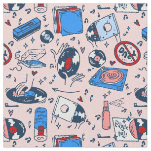 Tecido arte pop colecionador de discos amante de música c