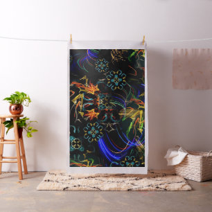 Tecido Arte popular de florescência dos