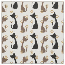 Tecido Arte Popular Gatos Rústicos da Fazenda - Preto Moc