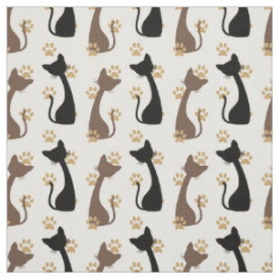 Tecido Arte Popular Gatos Rústicos da Fazenda - Preto Moc