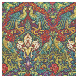 Tecido Arte Retro Art Nouveau Pavões & Aves por Walter Cr